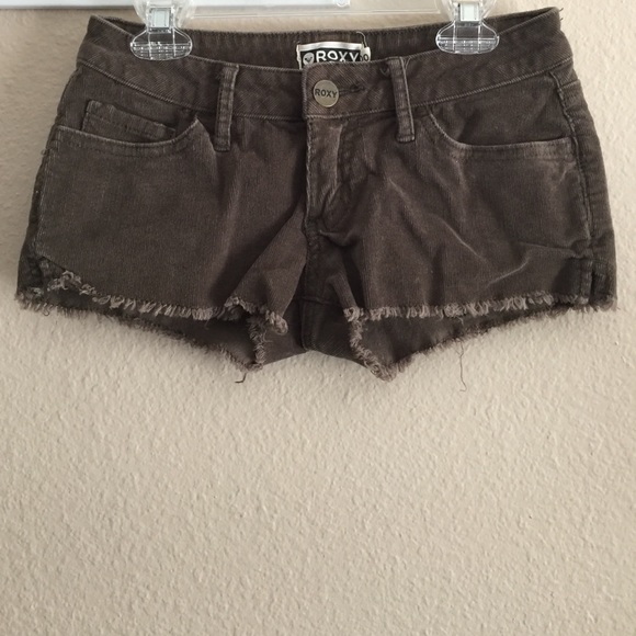 Olive Green Corduroy Frayed Shorts