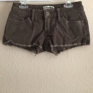 Olive Green Corduroy Frayed Shorts