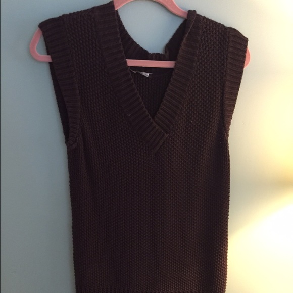 Brown sweater dress.