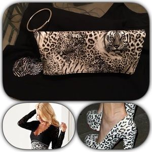 👠Bundle Jungle print flip purse with earrings