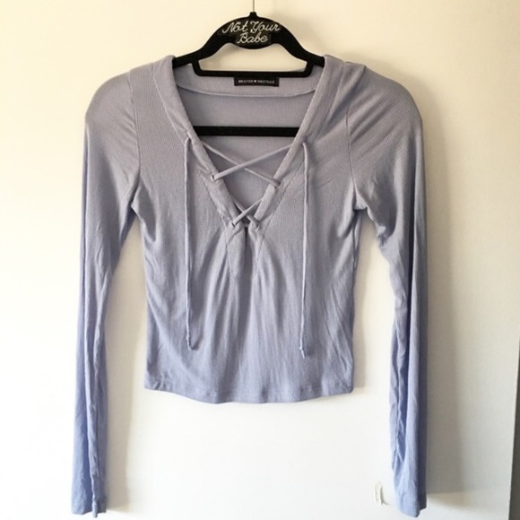 NWOT blue lace up top