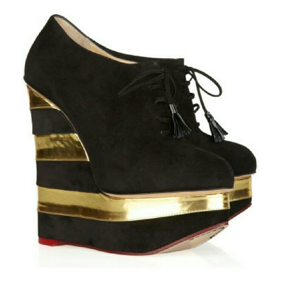 Authentic Charlotte Olympia Martha wedges gold 39 - Picture 3 of 4