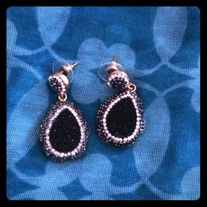Crystal and navy Druzy earrings