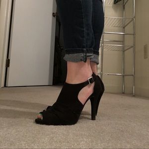 Black peep toe booties