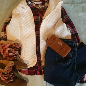 White quilted vest