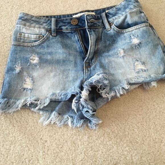 high rise denim shorts