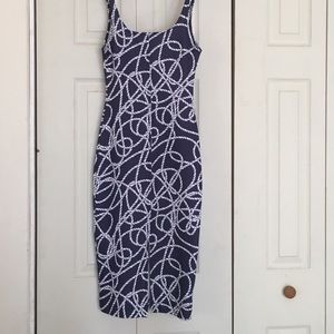 Zara blue & white bodycon dress