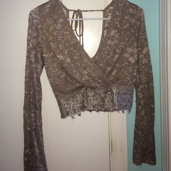 Low cut lace crop top