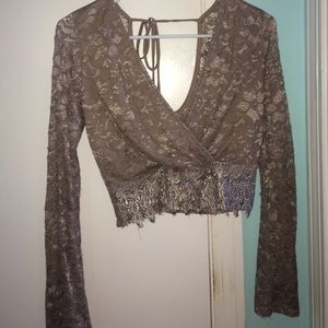 Low cut lace crop top