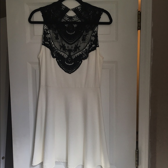 Beautiful white and black lace flare dress