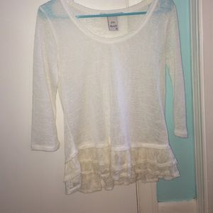 white top with lace trim