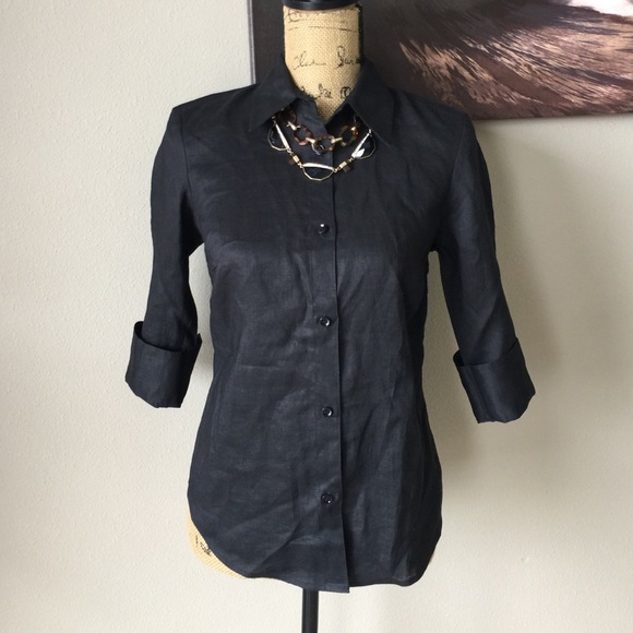 Zara Tops - ZARA Black Linen Blouse