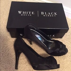 White House Black Market black open-toed pumps