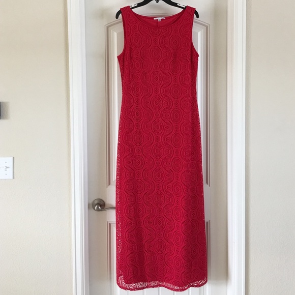 Red lace maxi dress