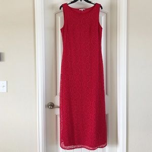 Red lace maxi dress