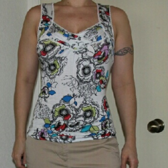 American Rag pattern tank with back cutout