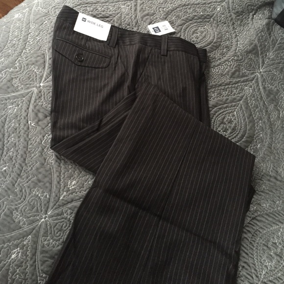 Black pinstripe wide leg pant