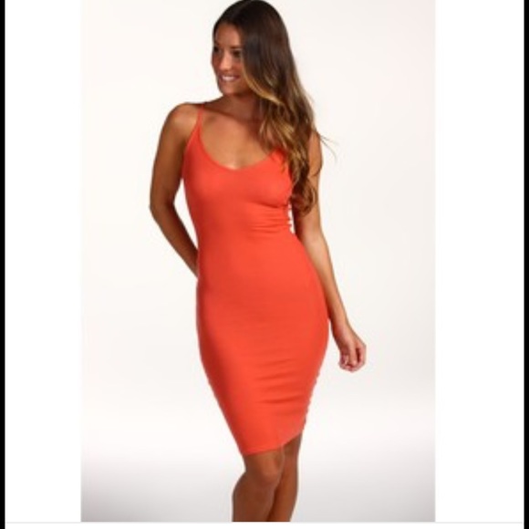 BCBG Coral ribbed spaghetti strap dress