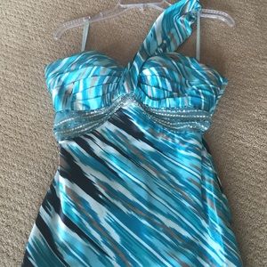 Beautiful one shoulder prom dress with sequins