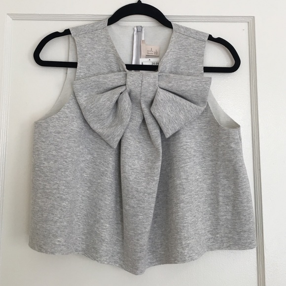 Grey Jersey Crop Top with Bow