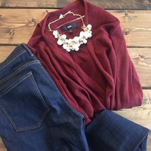 Missimo Deep Red Open Front Cardigan