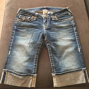 True Religion white stitched Jean short