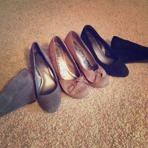 Lot of 3 wedges suede size 7