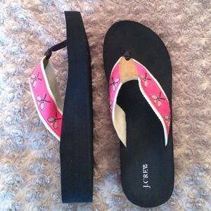 J.Crew tennis racket wedge flip flops
