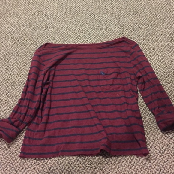 Maroon striped 3/4 sleeve