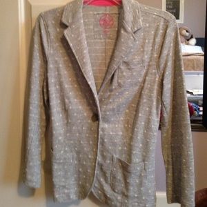 Gray and white polka dot blazer