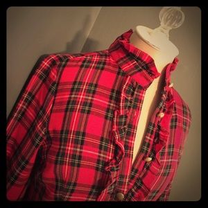 Boston Proper Red Plaid Shirt