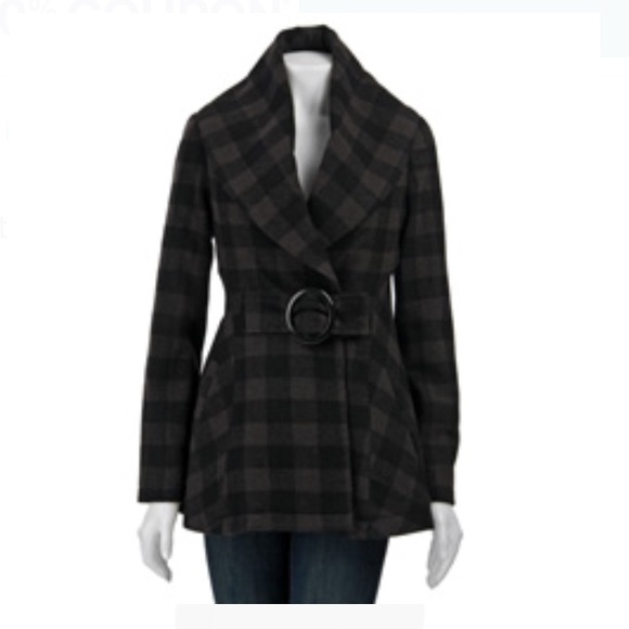 Steve Madden plaid wool coat