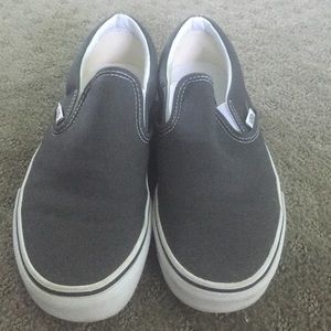 BARELY WORN gray slip on vans