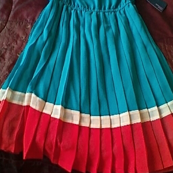 I LOVE H81 DRESS TEAL COLOR PLEATED SIZE S/P NWTGS - Picture 2 of 4