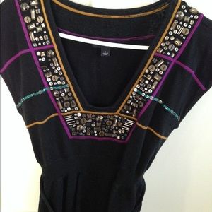 Sequin sleeveless sweater dress