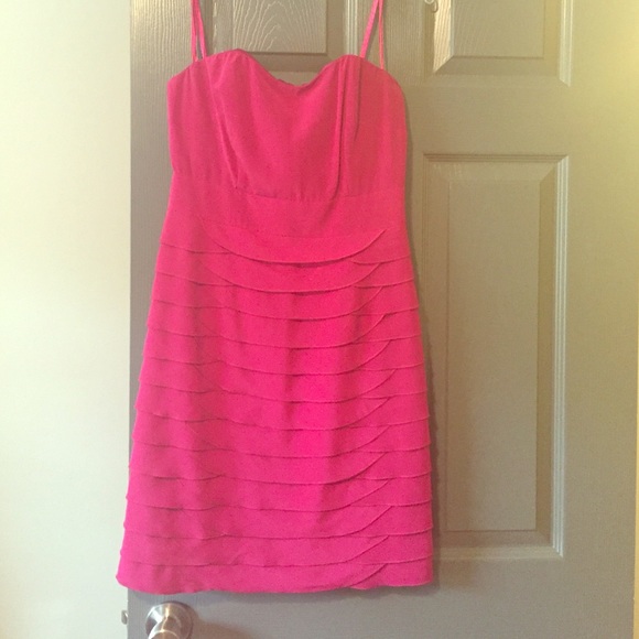 Fuchsia pink strapless dress