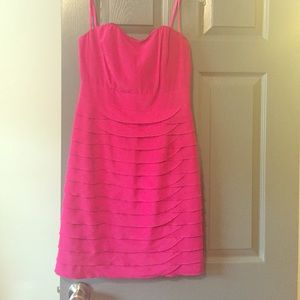Fuchsia pink strapless dress