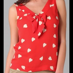 Tory Burch Red Silk Tank with Hearts ❤️