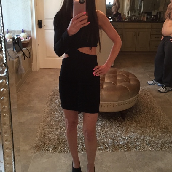 One shoulder dress with cutouts