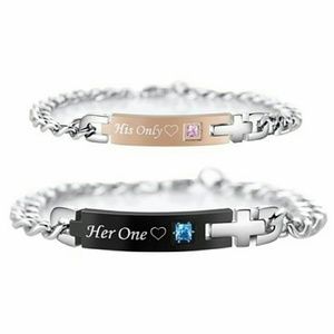 His only her one stainless steel bracelets for cou