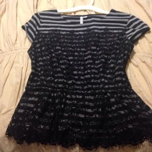 Grey/black peplum top