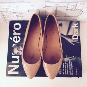 Madewell nude patent leather flat shoes. Sz 5-1/2