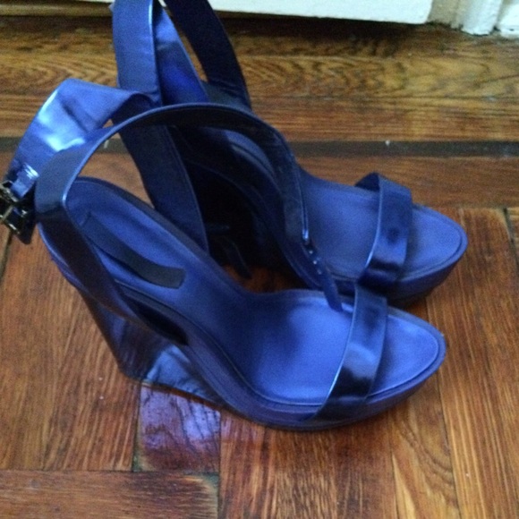 BCBG Shoes - Metallic blue BCBG wedges! BCBG Shoes - Metallic blue BCBG wedges!