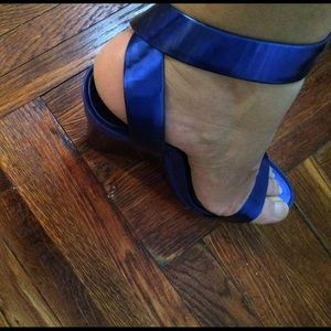BCBG Shoes - Metallic blue BCBG wedges! BCBG Shoes - Metallic blue BCBG wedges!