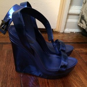 BCBG Shoes - Metallic blue BCBG wedges! BCBG Shoes - Metallic blue BCBG wedges!