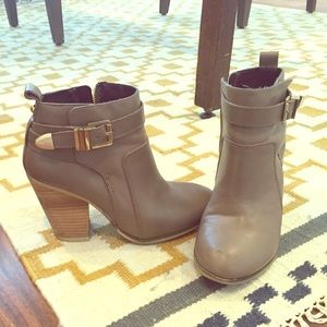 Taupe booties with gold detail