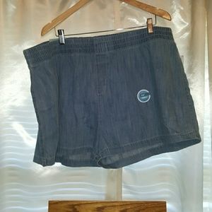 Blue elastic waist shorts