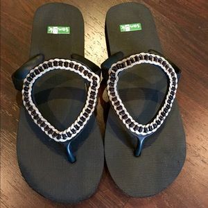 Sanuk Ibiza Monaco Black Flip Flop Sandals