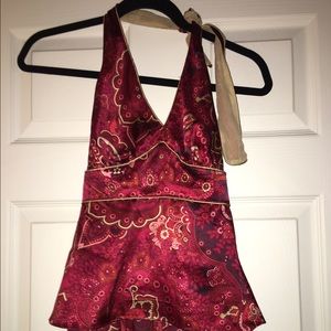Red paisley halter