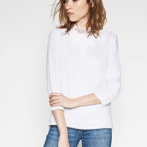 ZARA High Collar Linen Shirt